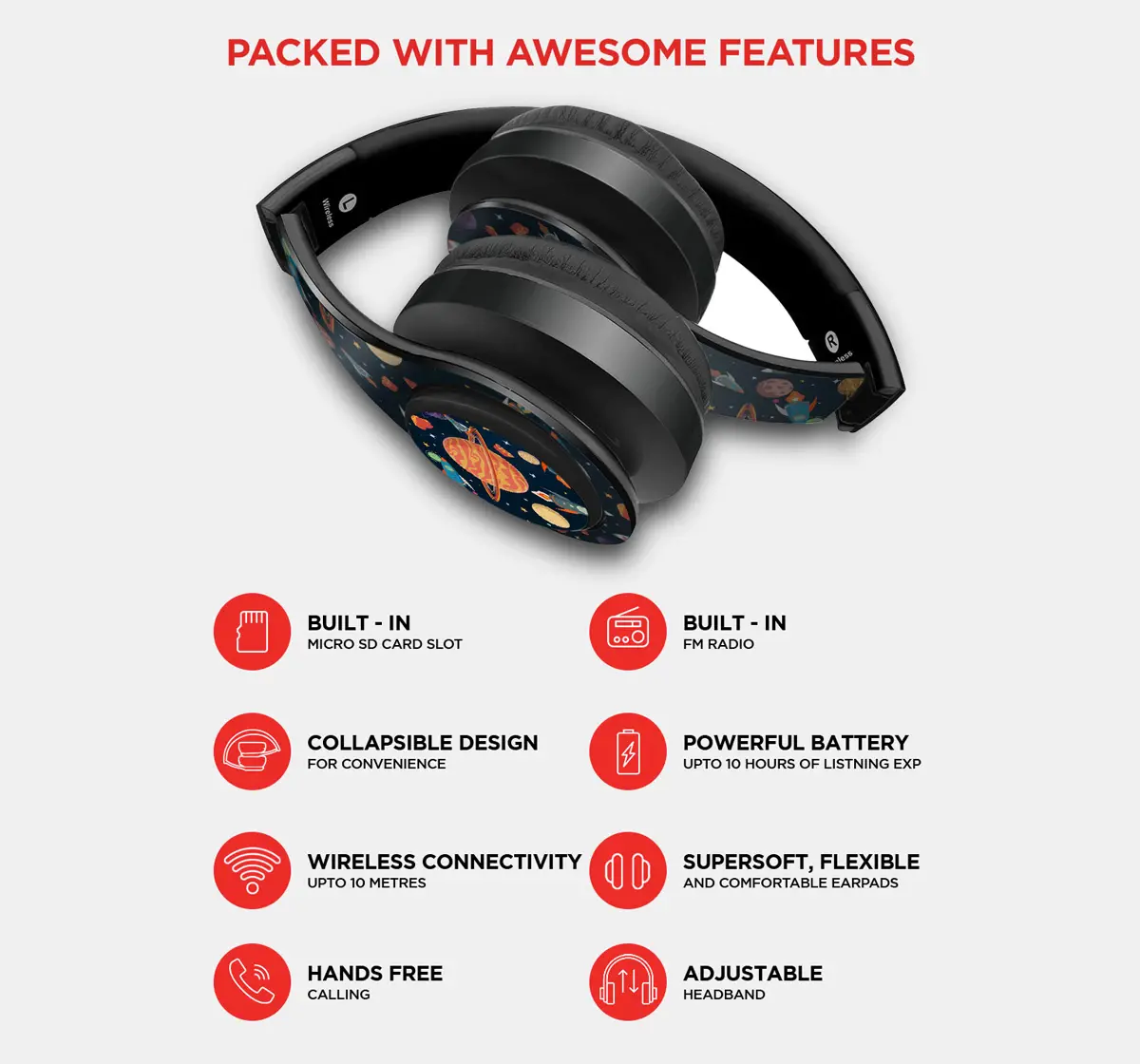 Macmerise Space Galaxy Decibel Headphones for Kids, Kids for 5Y+, Blue