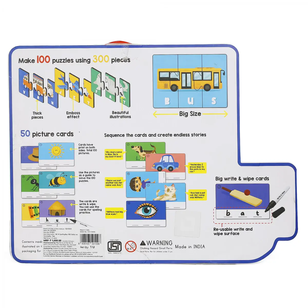 Youreka Learning Puzzle Spelling Bus, 300 Piece, Multicolour, 3Y+