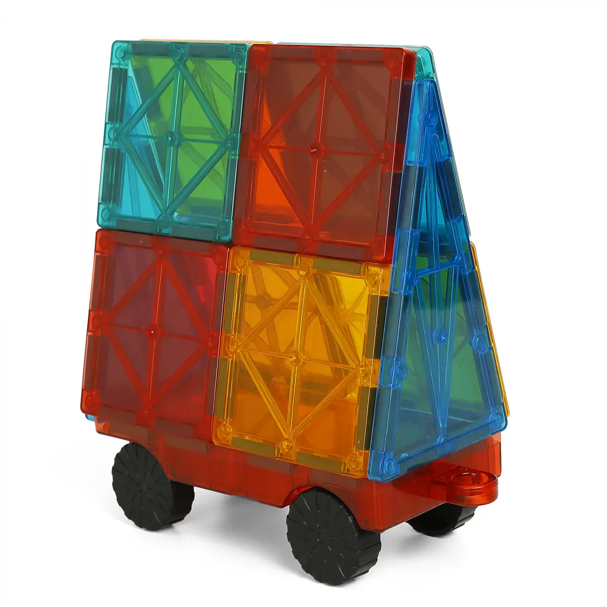 ToyDen Magnetic Tiles, 100 Pieces Set, 3Y+, Multicolour
