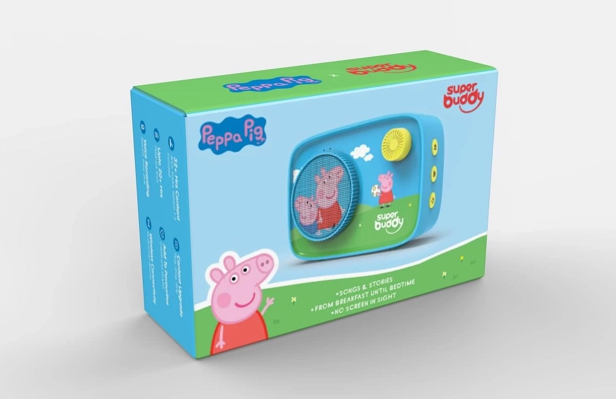 Super Buddy Curio Peppa Pig S11 Speaker with 450+ Stories, Rhymes & Songs with Voice Recording, Bluetooth 5.0 & up to 20+ hrs of Playtime