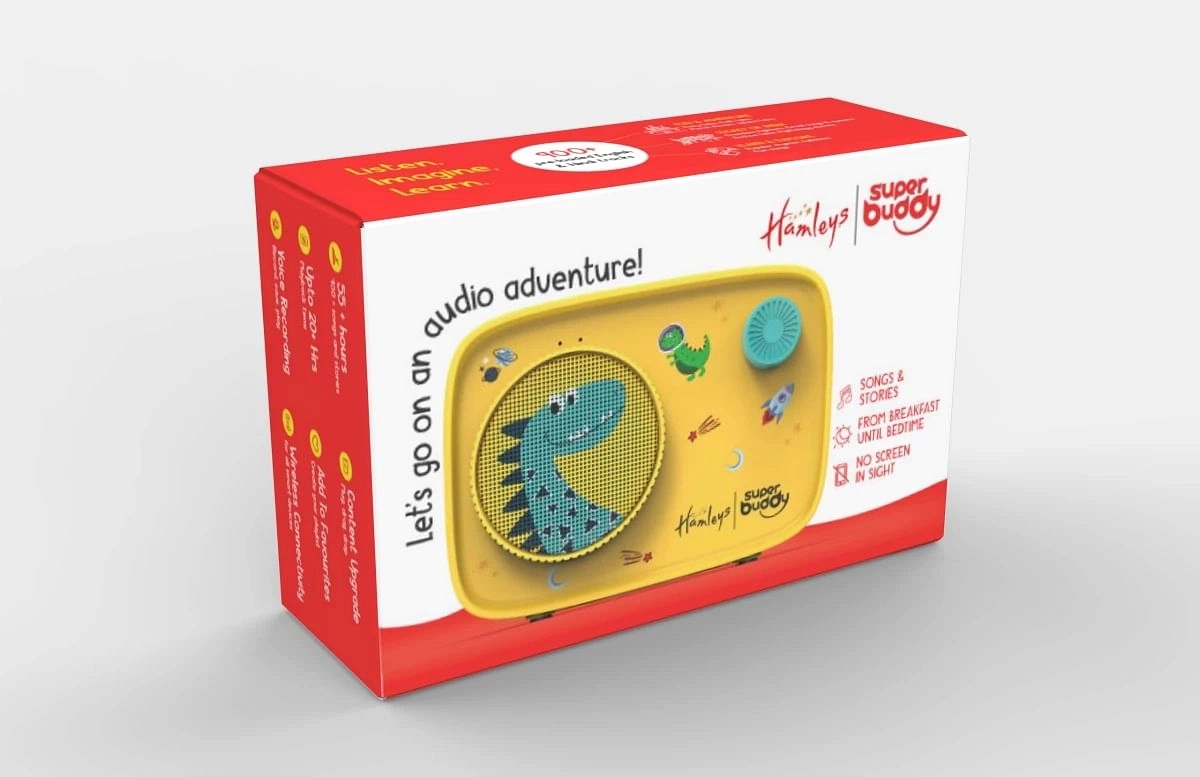 Hamleys Super Buddy Curio Dino S11 Speaker with 900+ Stories, Rhymes & Songs with Voice Recording, Bluetooth 5.0 & up to 20+ hrs of Playtime