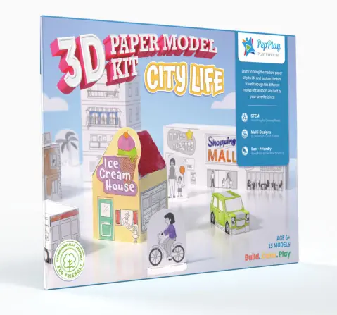 PepPlay 3D Paper Model Kit City Life For Kids of Age 6Y+, Multicolour
