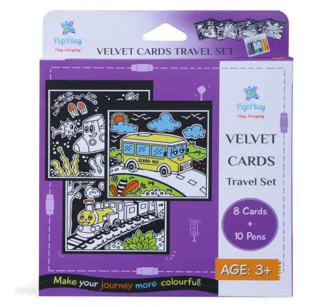 PepPlay Velvet Cards Travel Set 18 Pieces For Kids of Age 3Y+, Multicolour