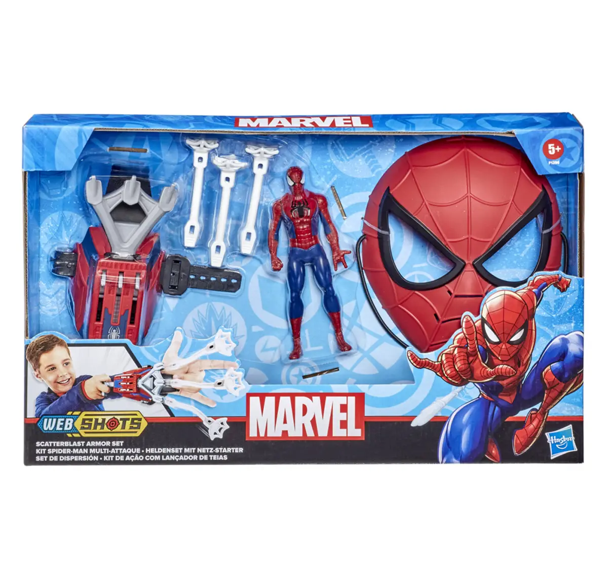 Marvel Spider-Man Web Shots Scatterblast Armor Set Toy, Includes 3 Projectiles, 5Y+