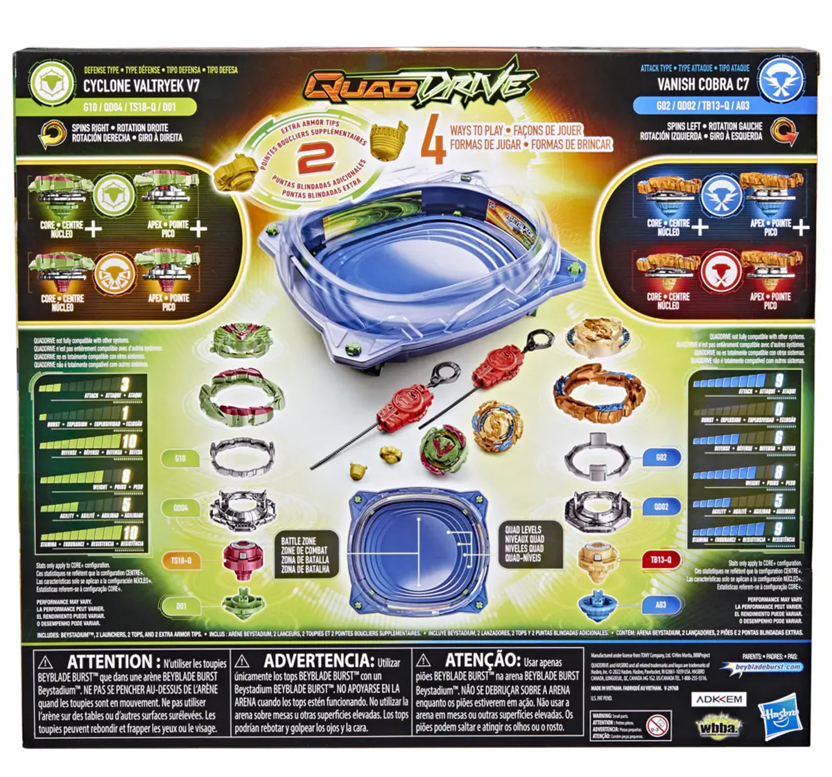 Hasbro Beyblade Burst Quaddrive Galaxy Orbit Battle Set Battle Game Set With Beystadium, 2 Battling Top And 2 Launchers Multicolour, 8Y+