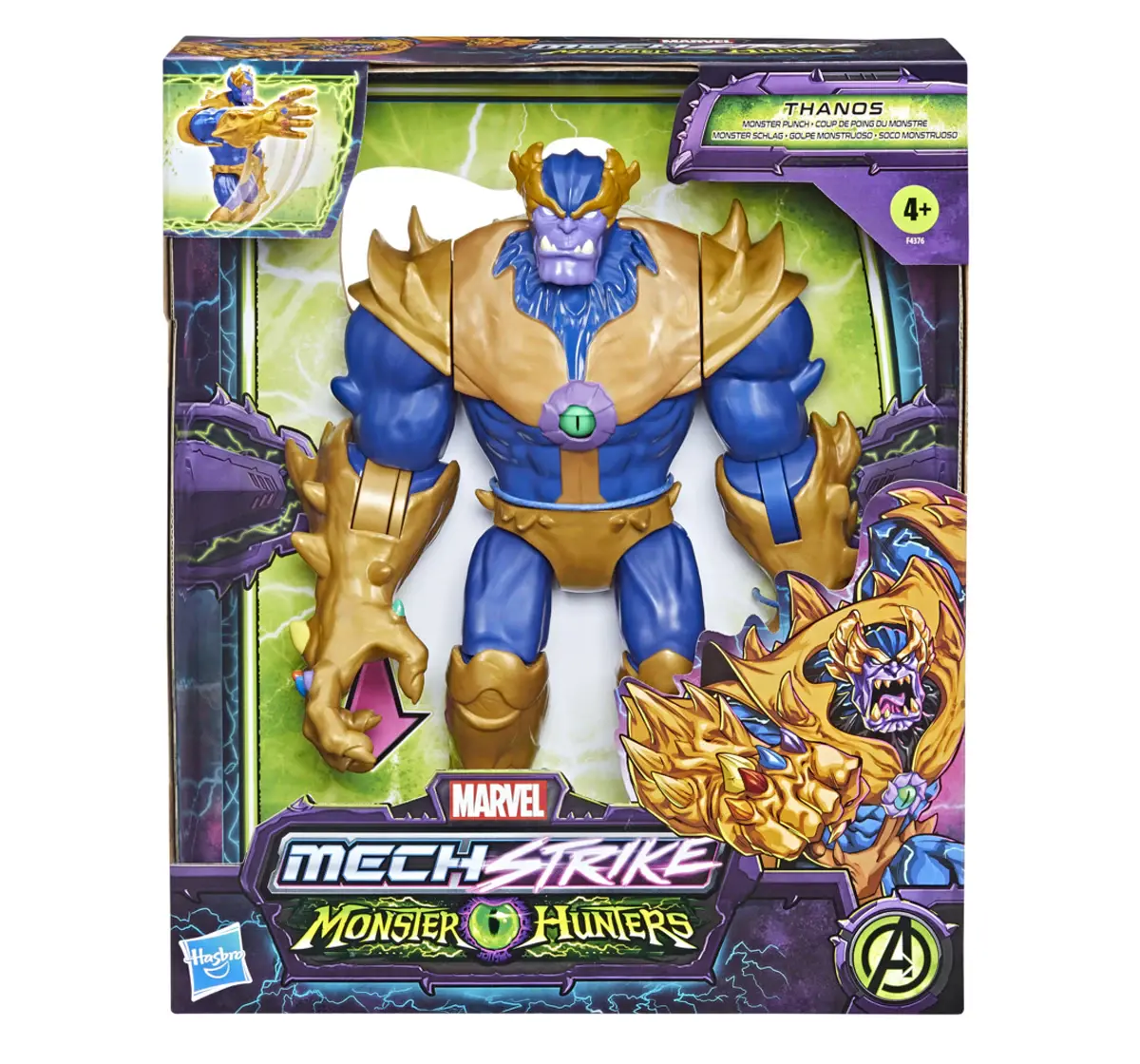 Hasbro Avengers Mech Strike Monster Hunters Monster Punch Thanos Toy 9-Inch-Scale Deluxe Action Figure Multicolour, 4Y+