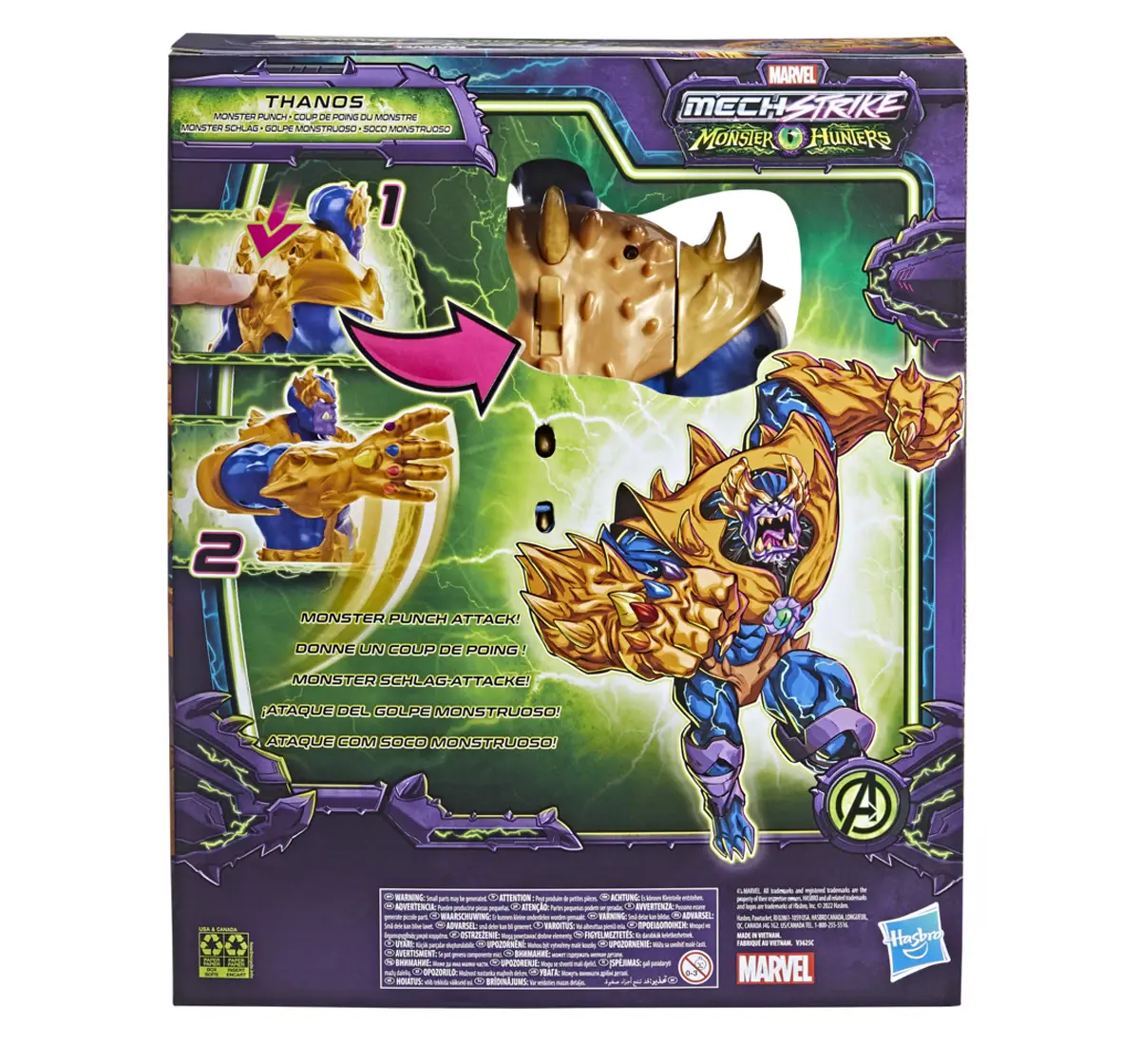 Hasbro Avengers Mech Strike Monster Hunters Monster Punch Thanos Toy 9-Inch-Scale Deluxe Action Figure Multicolour, 4Y+