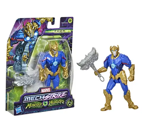 Hasbro Avengers Mech Strike Monster Hunters Thor Toy 6-Inch-Scale Action Figure With Accessory Multicolour, 4Y+