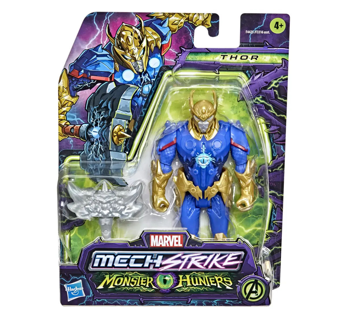 Hasbro Avengers Mech Strike Monster Hunters Thor Toy 6-Inch-Scale Action Figure With Accessory Multicolour, 4Y+