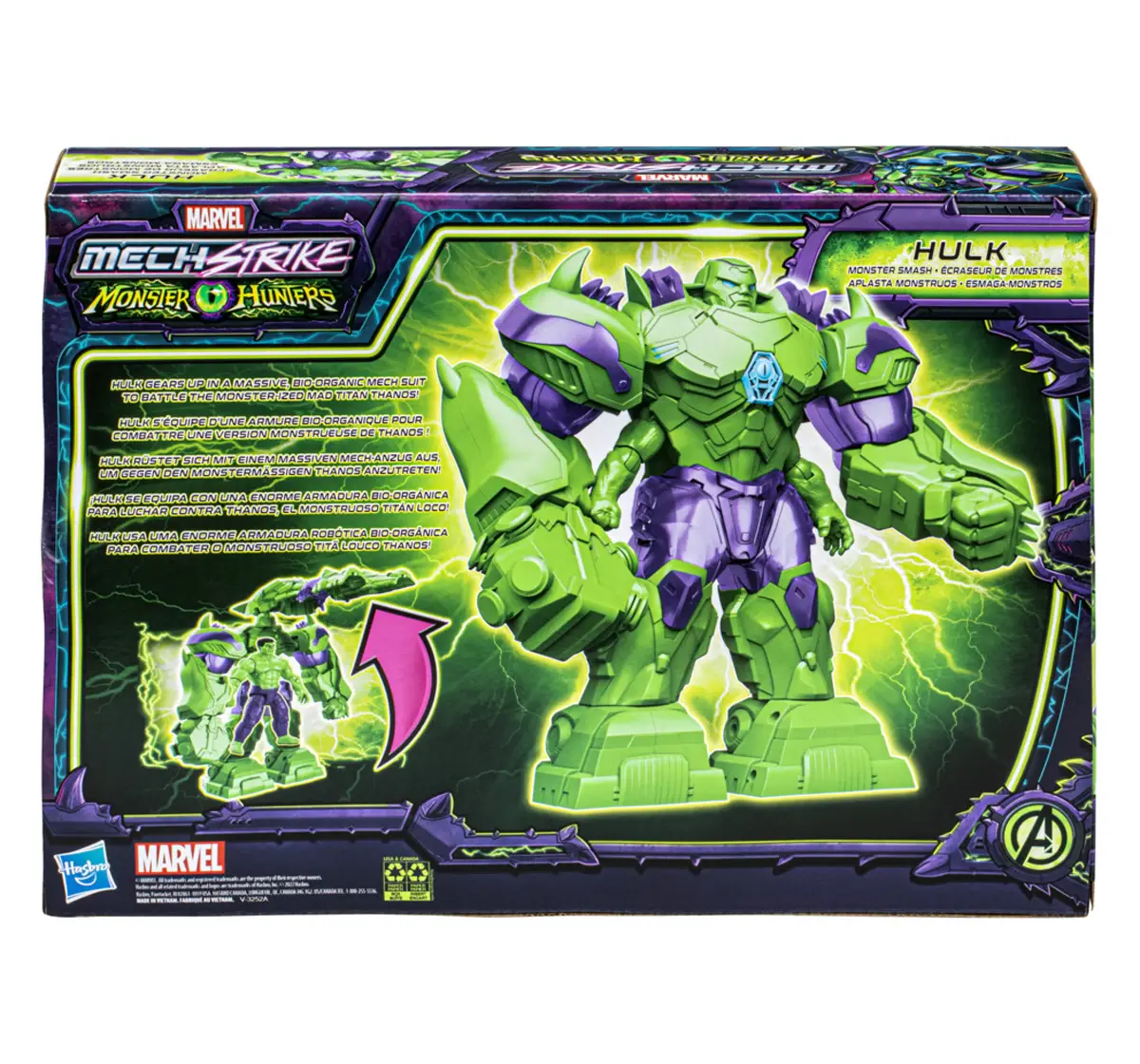 Hasbro Marvel Avengers Mech Strike Monster Hunters Monster Smash Hulk Toy 6-Inch-Scale Deluxe Action Figure Multicolour, 4Y+