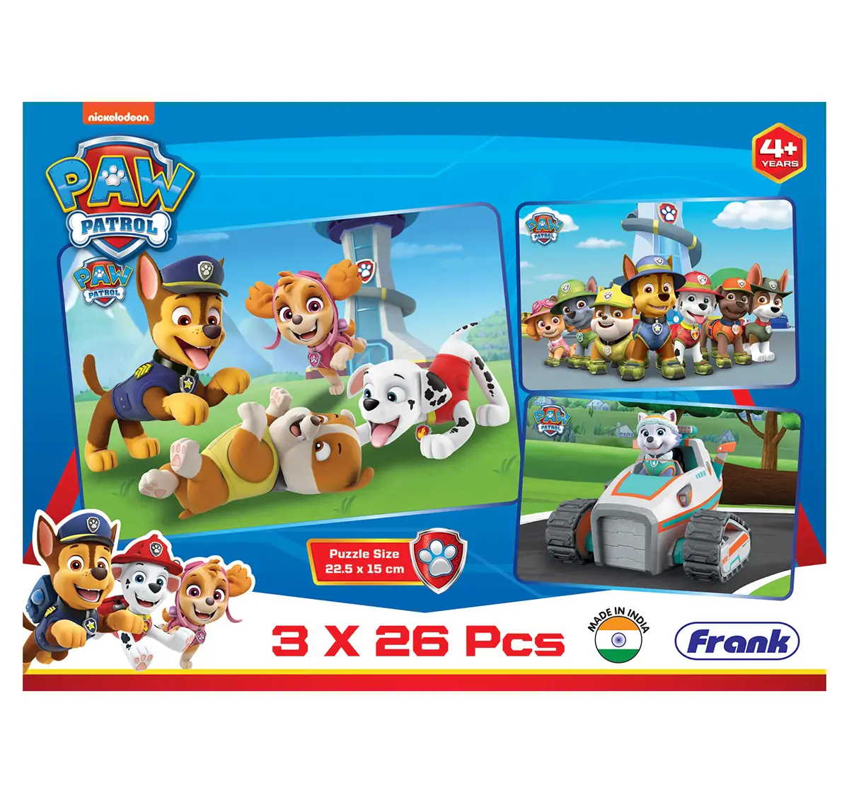 Frank Paw Patrol, 3 in 1 Puzzle, 26 Pieces Each, 4Y+