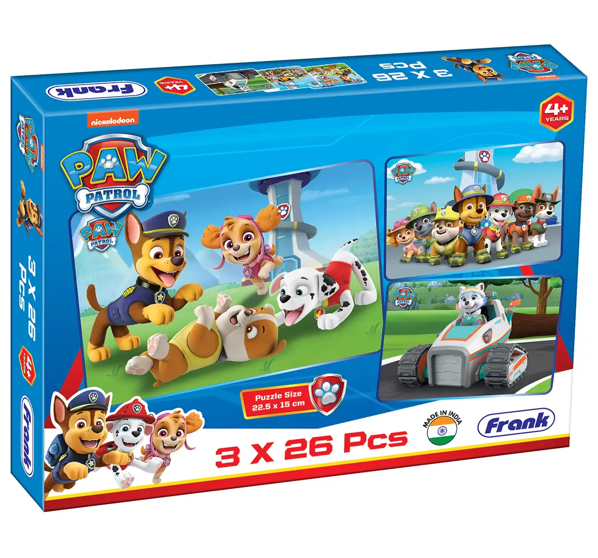 Frank Paw Patrol, 3 in 1 Puzzle, 26 Pieces Each, 4Y+