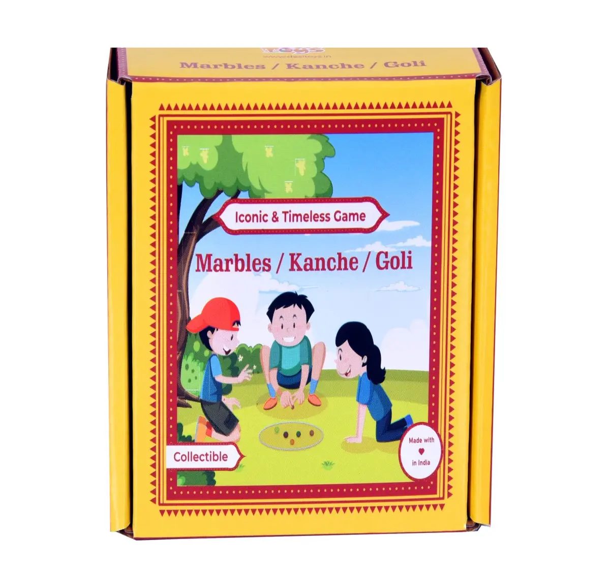 Desi Toys Marble Balls Game, Set of 24 Small & 4 Big Marbles, Kanche / Golilu / Goli, Traditional Nostalgic Indian Game, 14Y+