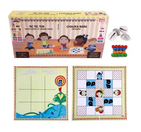 Desi Toys Ramayan Chauka Bara Game, Indian Mythological Themed Educational Board Games, 14Y+