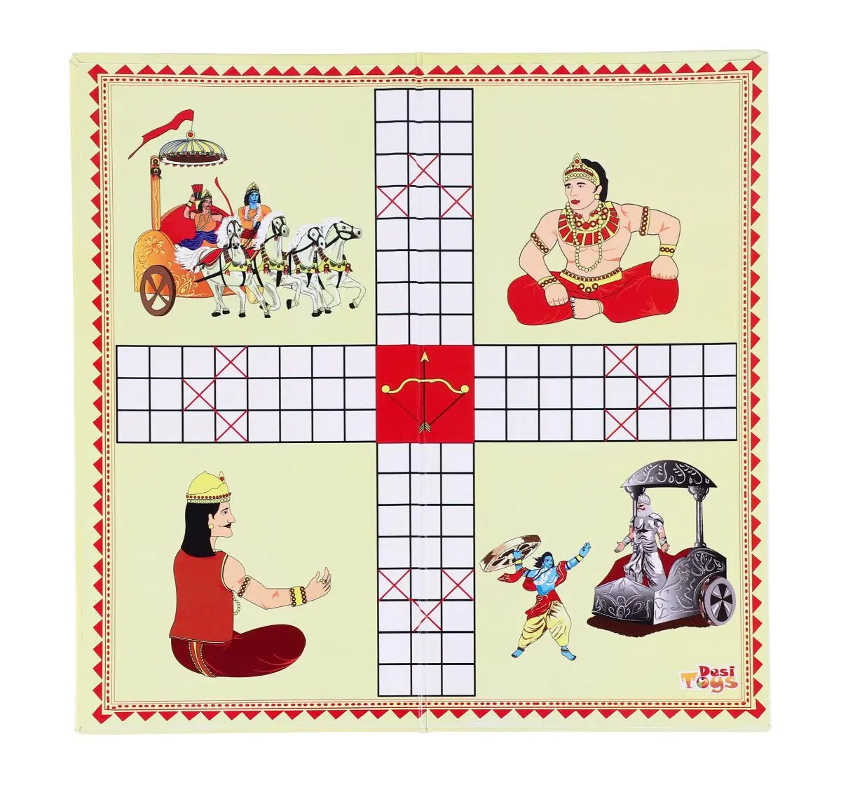 Desi Toys Mahabharat Pachisi/Chaupar Game, Indian Ludo Game, Indian Mythology Logic & Strategy Board Game, 14Y+