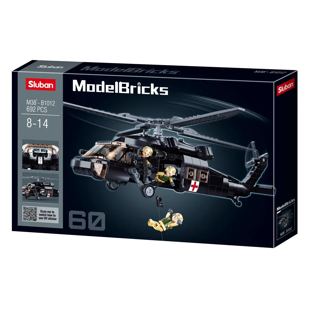 Playzu Building Block Toy Uh-60 Black Hawk Black, 6Y+