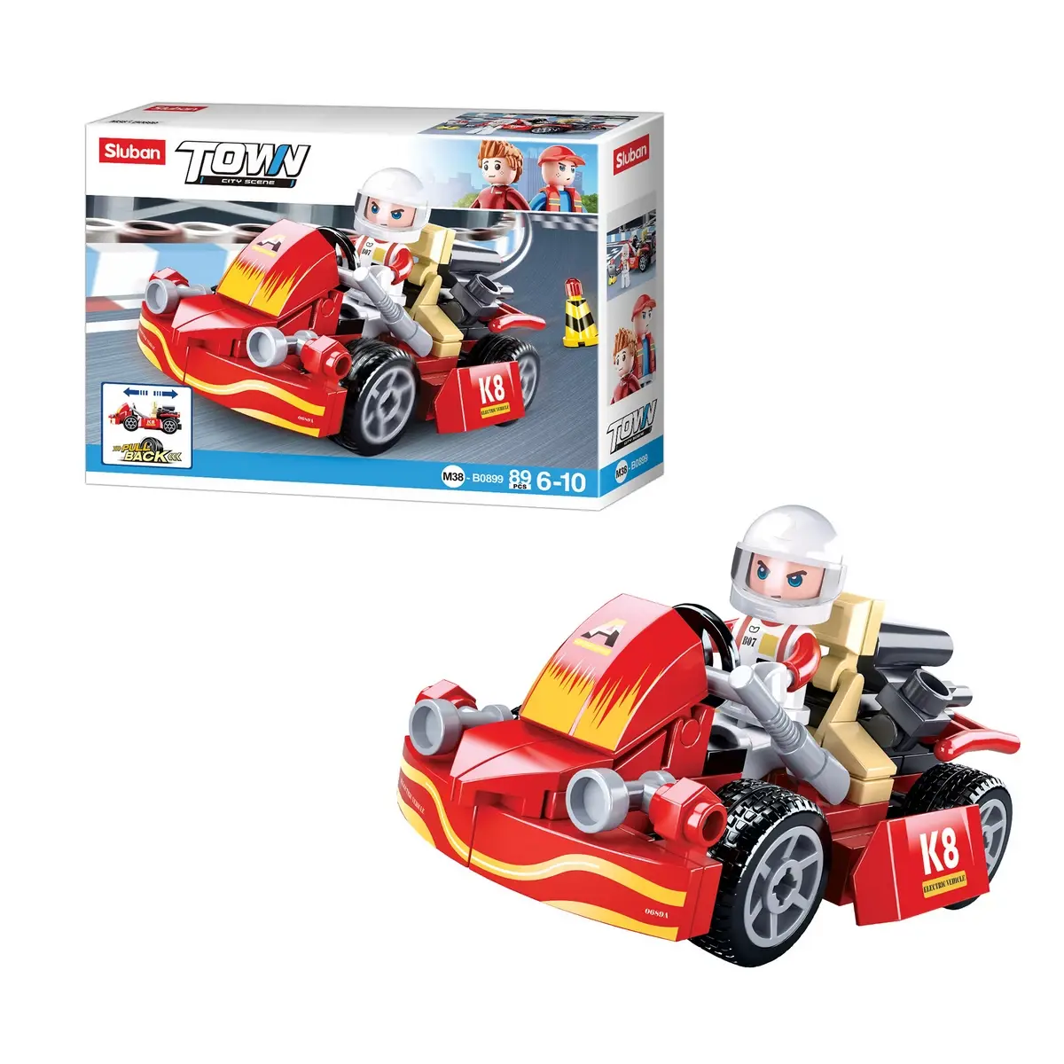 Playzu Building Block Toy Karting Red, 6Y+