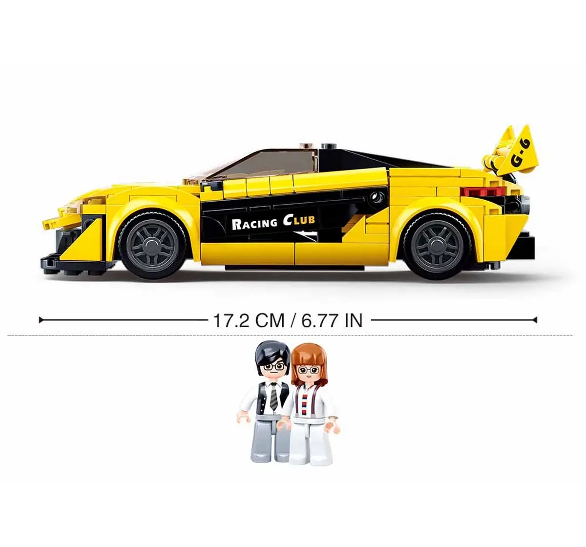 Playzu Building Block Toy Racing Car - Yellow Yellow & Black 6 Years+