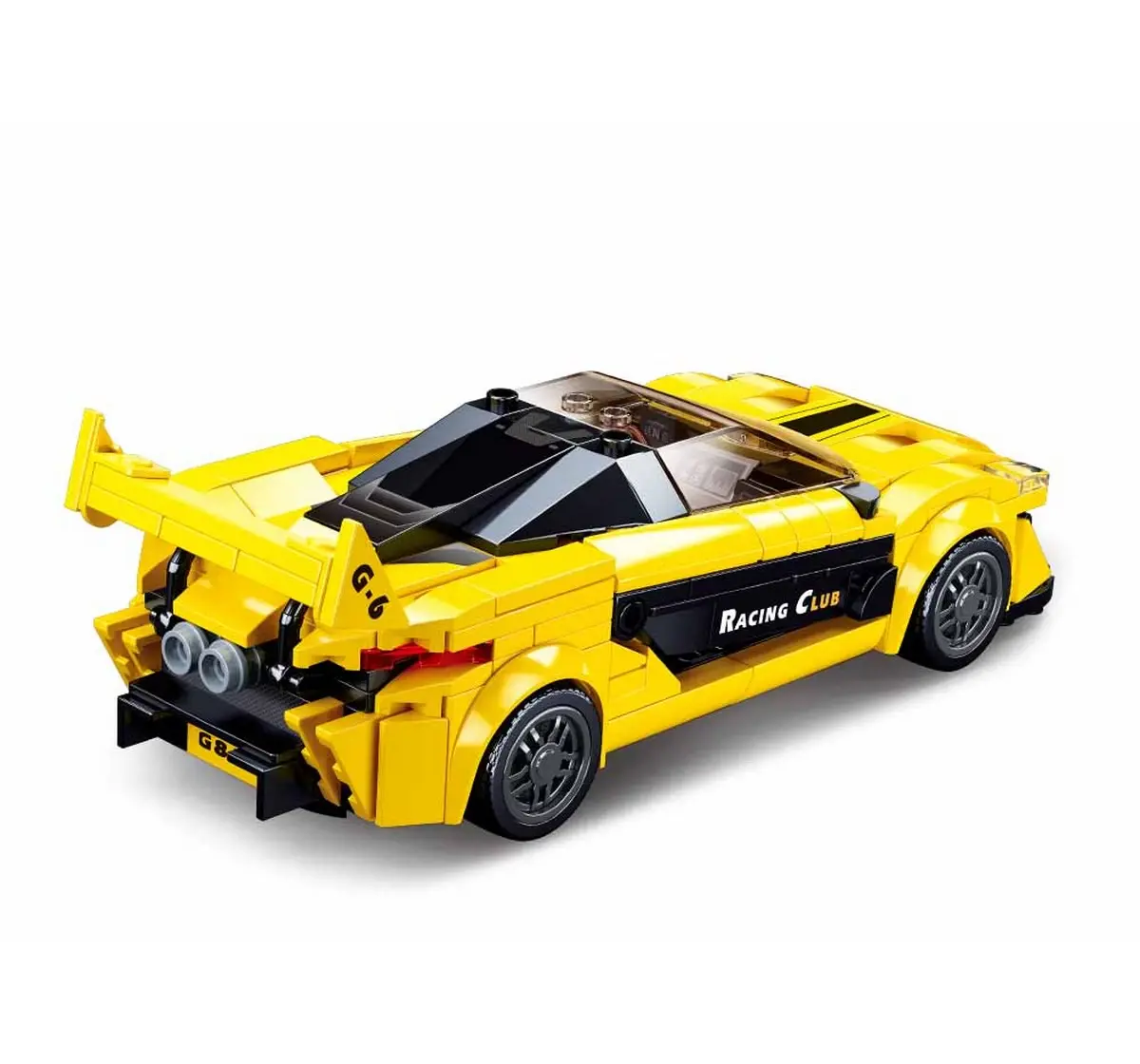 Playzu Building Block Toy Racing Car - Yellow Yellow & Black 6 Years+