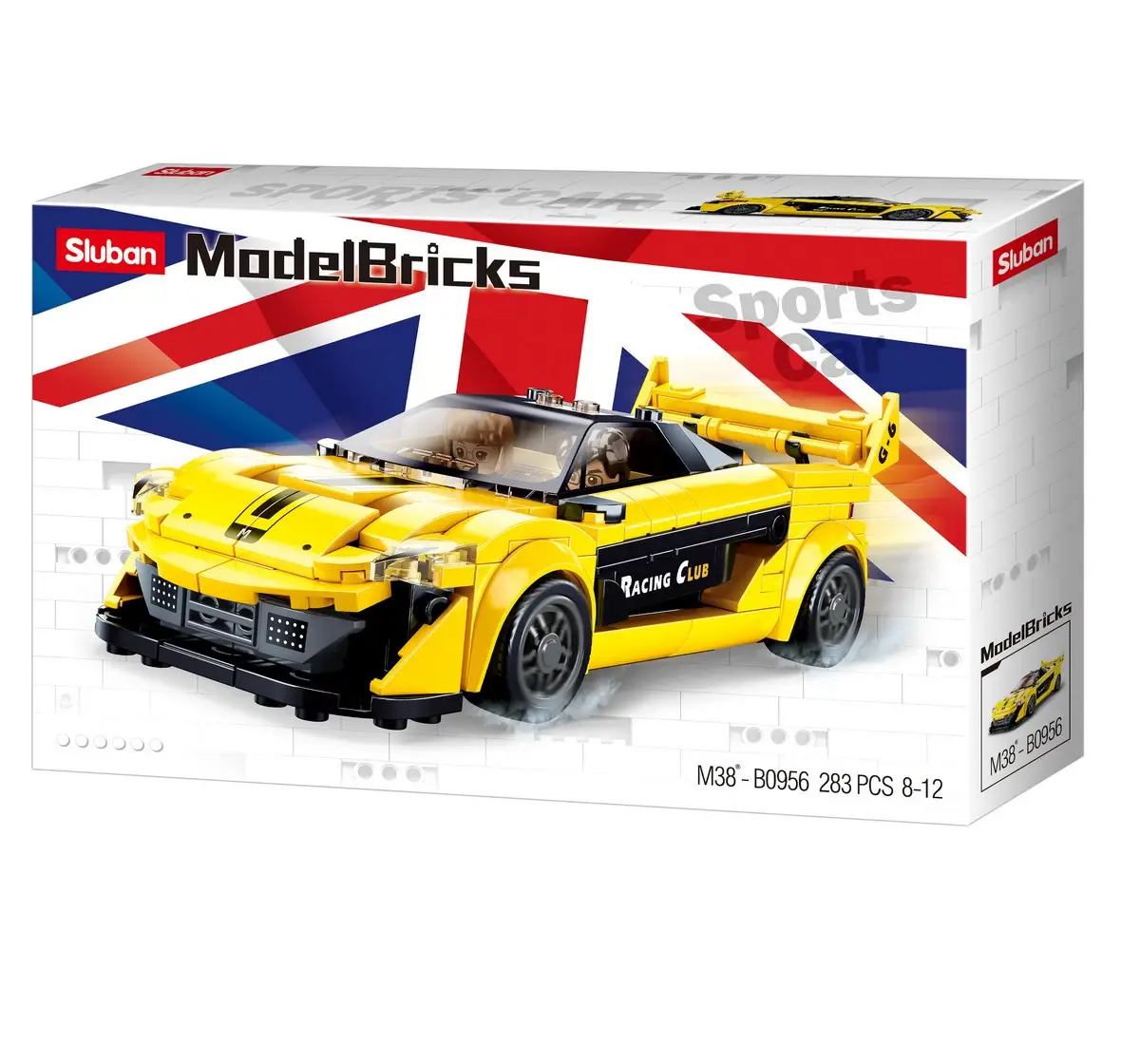 Playzu Building Block Toy Racing Car - Yellow Yellow & Black 6 Years+