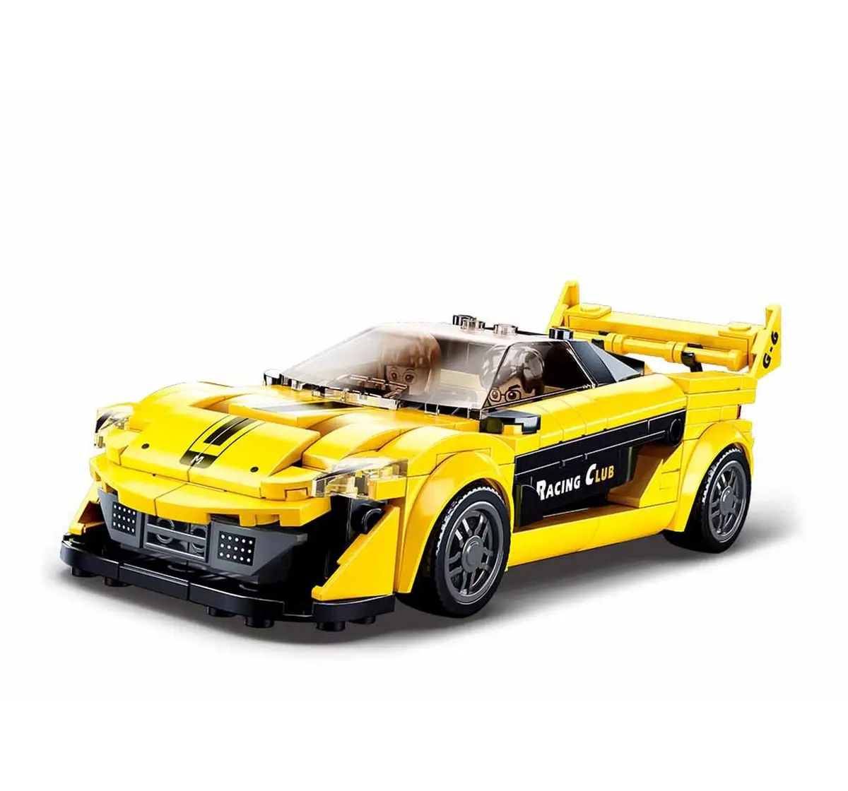 Playzu Building Block Toy Racing Car - Yellow Yellow & Black 6 Years+