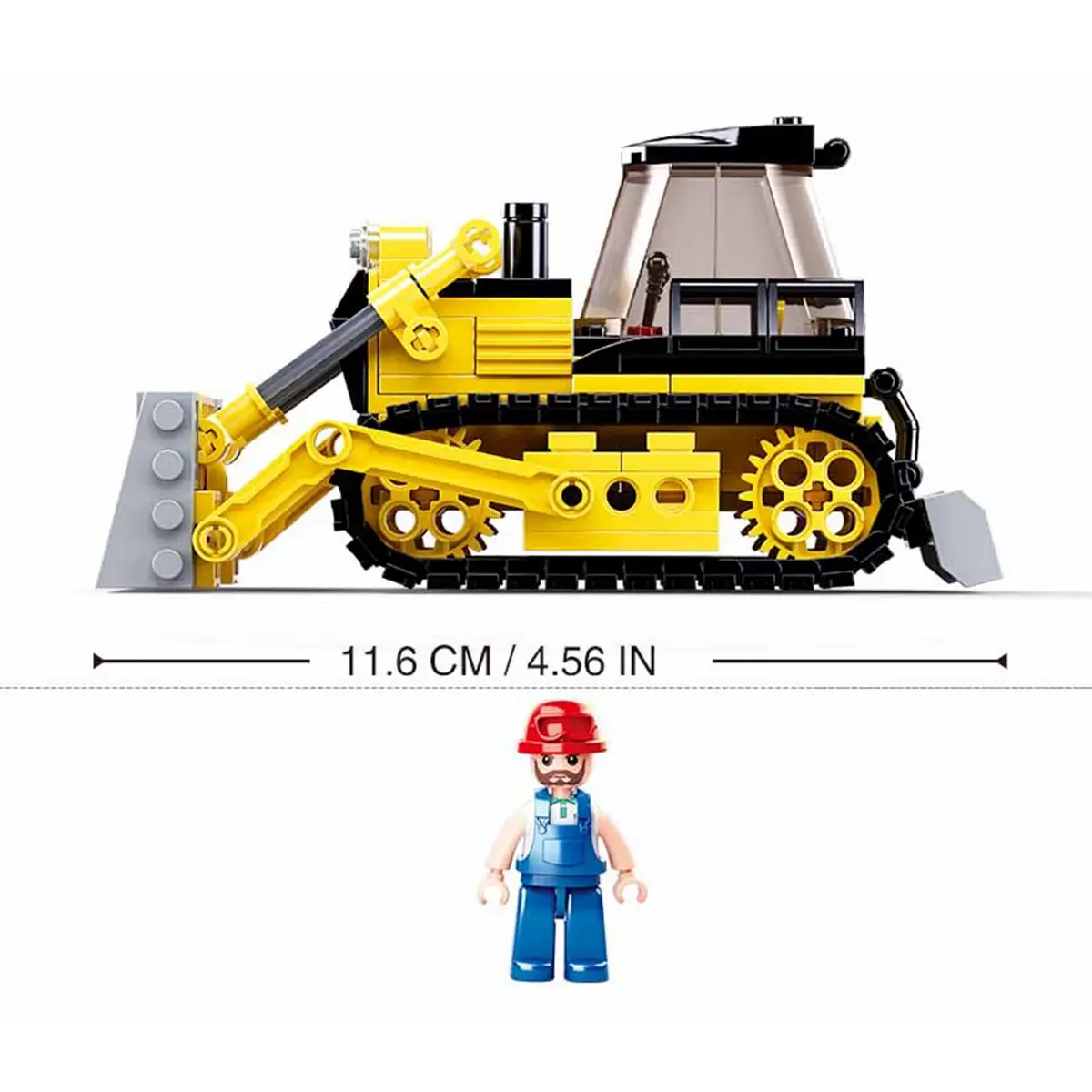 Playzu Building Block Toy Bulldozer Yellow & Black, 6Y+