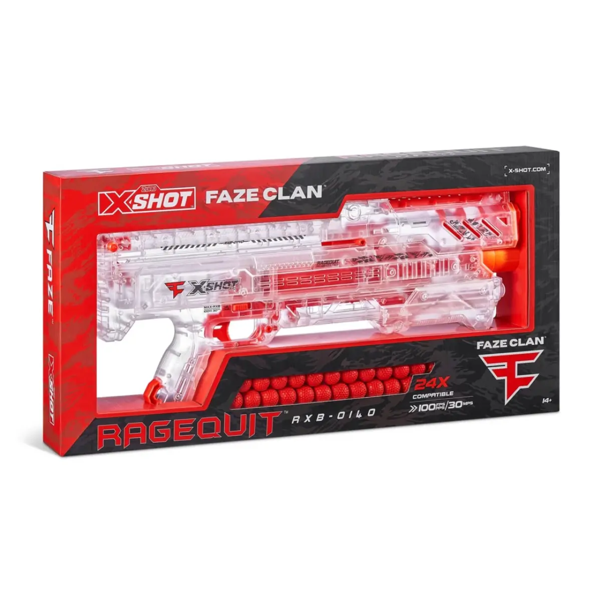 X-Shot Faze Ragequit Round Blaster (24 rounds), Red, 14Y+