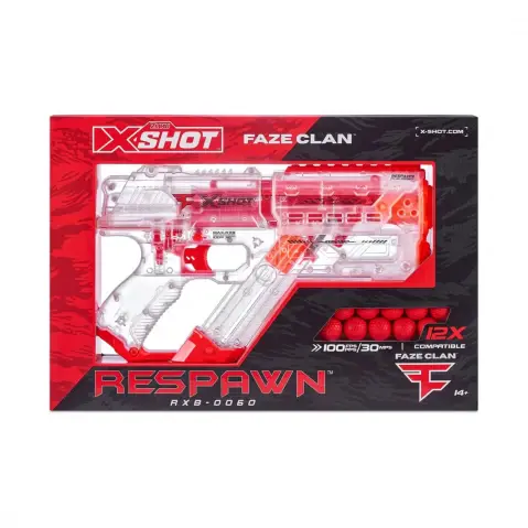 X-Shot FaZe Respawn Round Blaster (12 rounds), Red, 14Y+ 