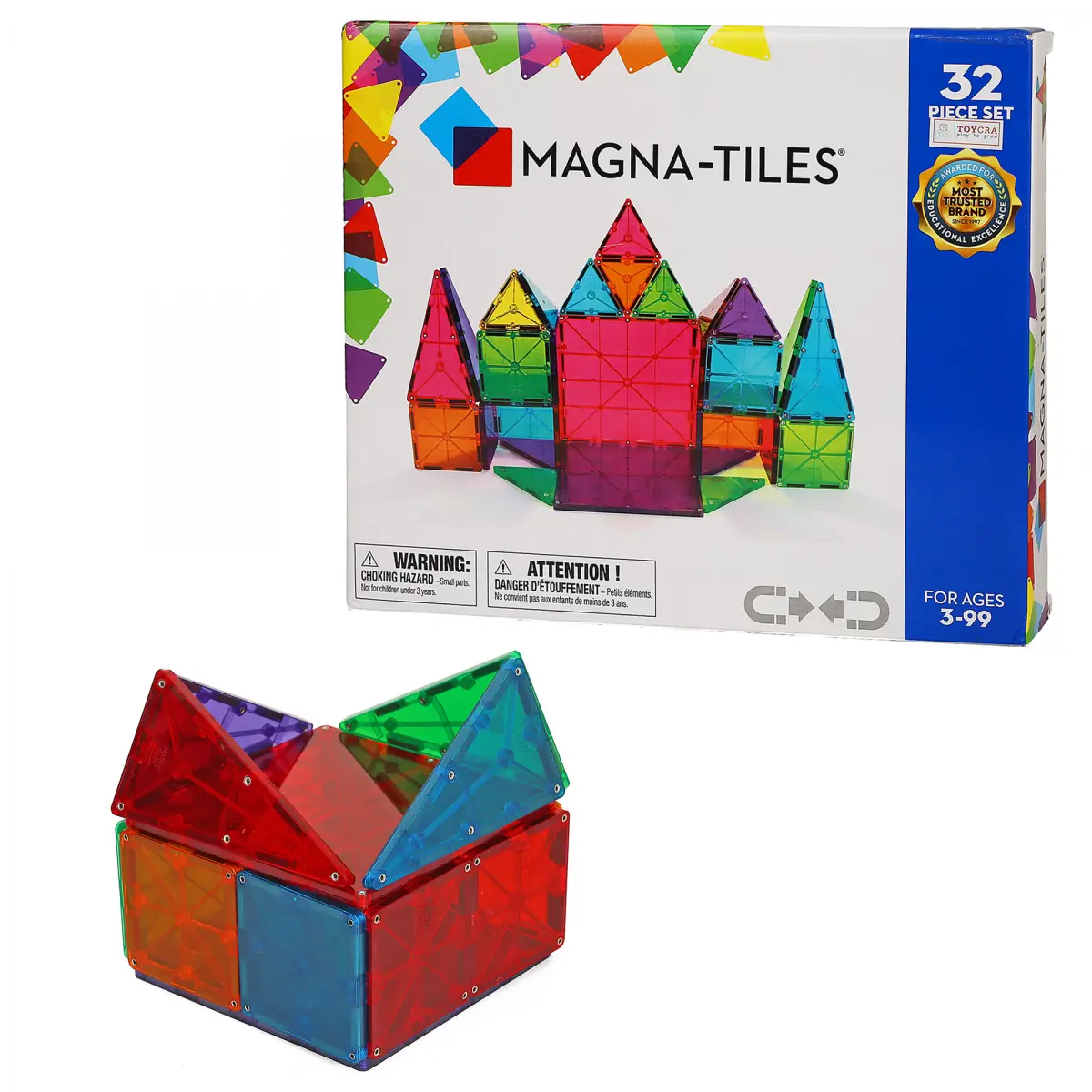 Magna Tiles, 32PCs, Multicolour, 3-99Yrs