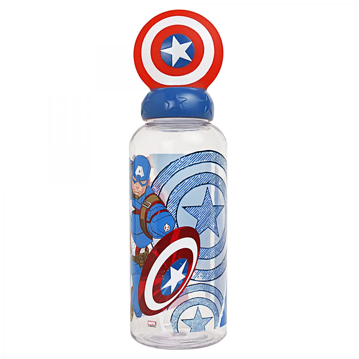 Disney Captain America Stor 3D Figurine Water Bottle, 560ml, Multicolour