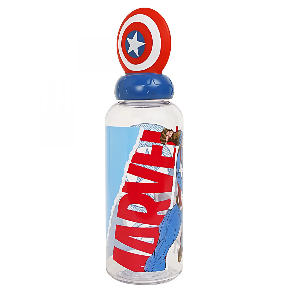Disney Captain America Stor 3D Figurine Water Bottle, 560ml, Multicolour