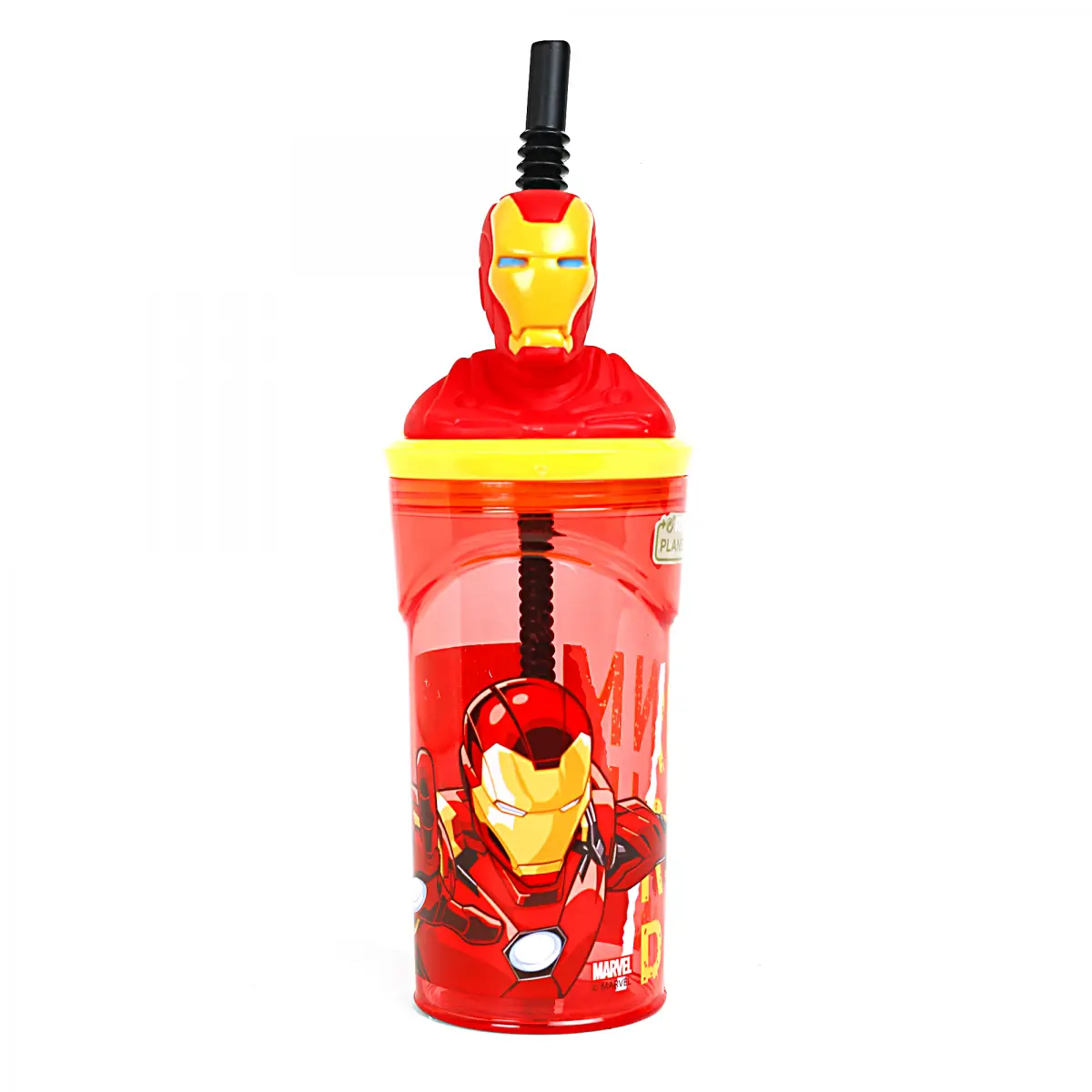 Disney Avenger Iron Man 3D Stor Figurine Water Bottle, 360ml, Red