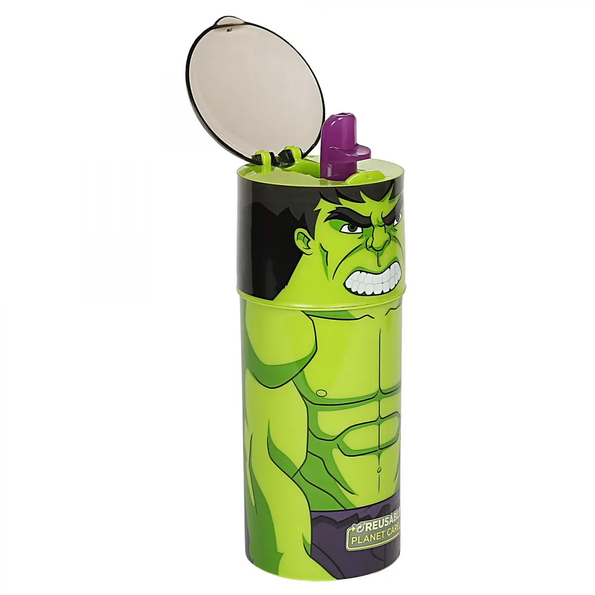 Avengers Hulk Sipper Water Bottle for Kids, Green, 350ml