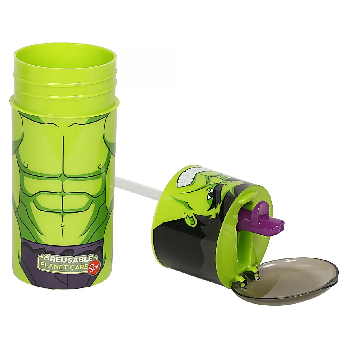 Avengers Hulk Sipper Water Bottle for Kids, Green, 350ml