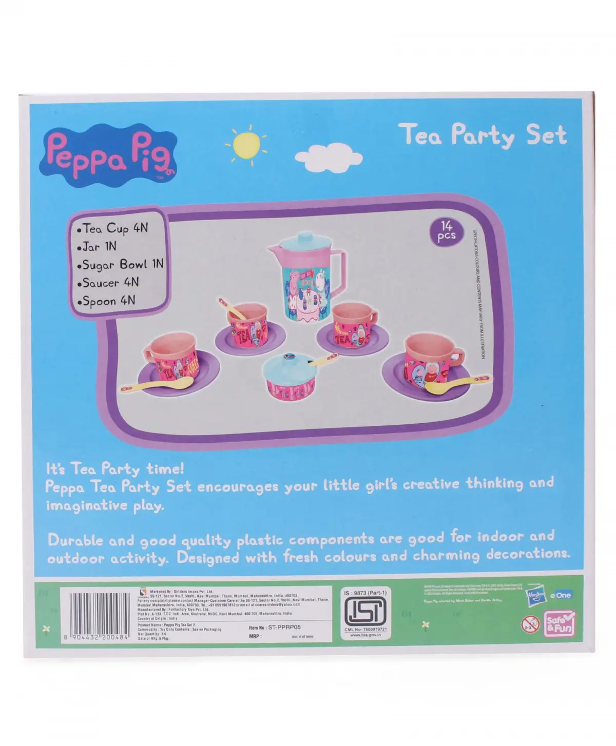 Peppa Pig Role Play Tea Party Set, 14PCs, Pink, 3Y+