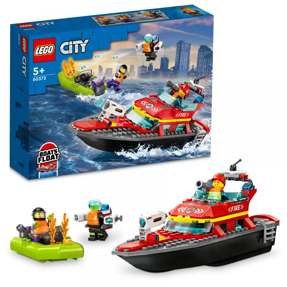 LEGO City Fire Rescue Boat Building Toy Set, 144 Pieces, Multicolour, 5Y+