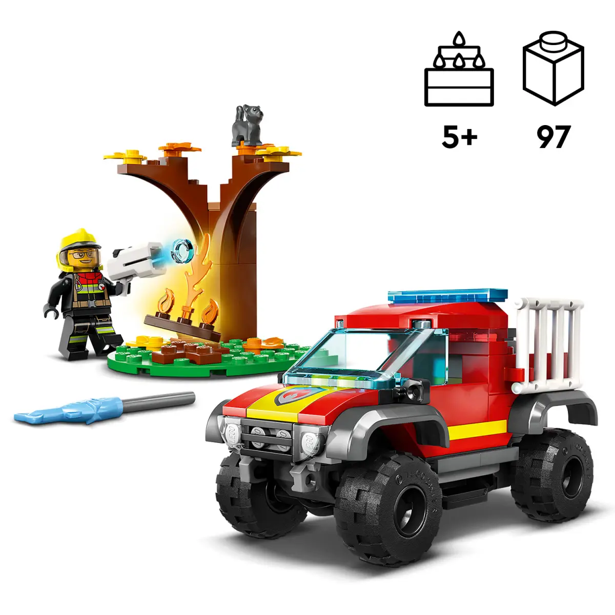 LEGO City 4x4 Fire Engine Rescue Building Toy Set, 97 Pieces, Multicolour, 5Y+