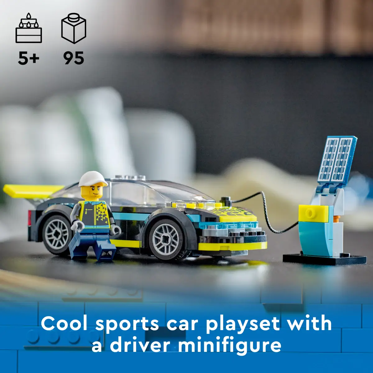 LEGO City Electric Sports Car Building Toy Set, 95 Pieces, Multicolour, 5Y+