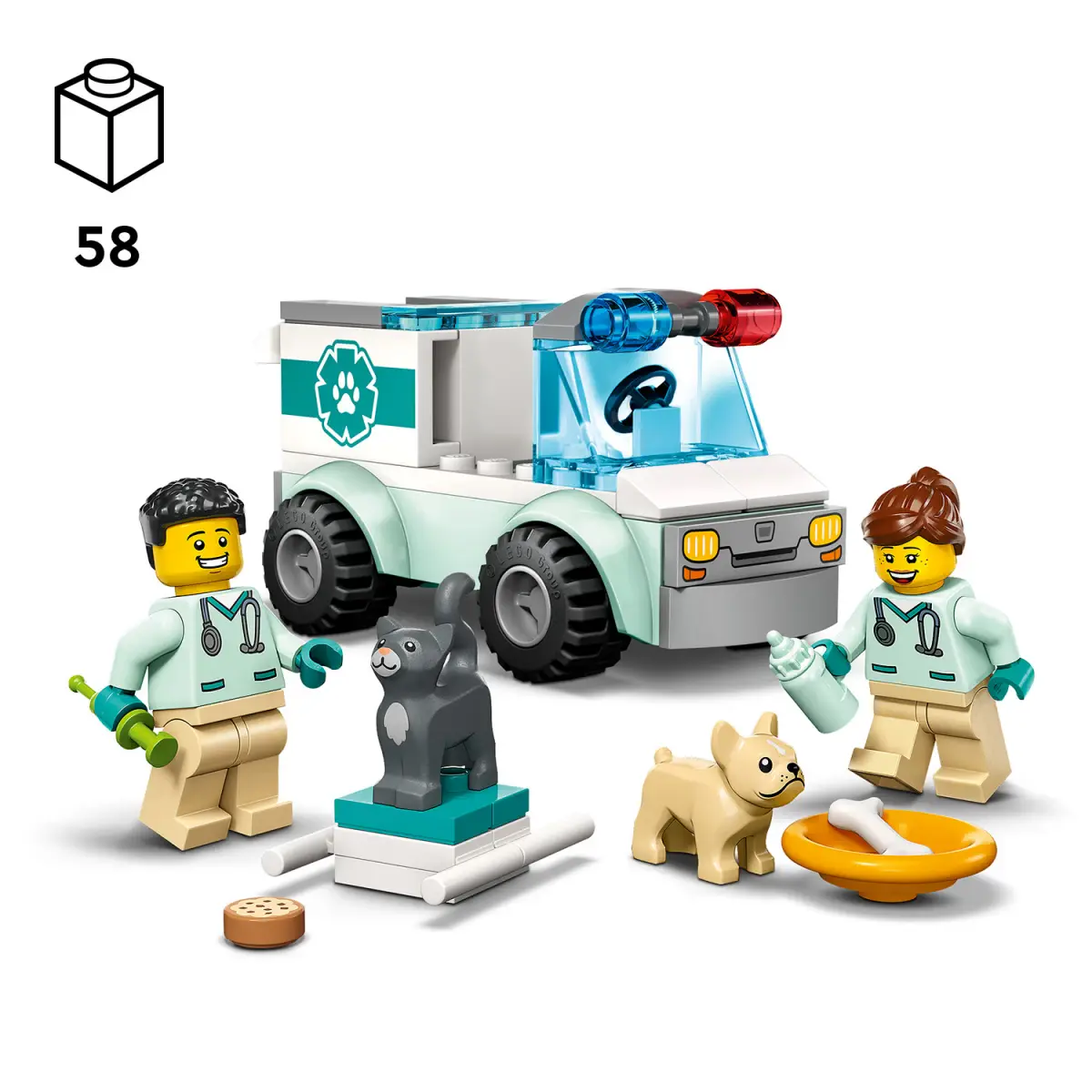 LEGO City Vet Van Rescue Building Toy Set, 58 Pieces, Multicolour, 4Y+