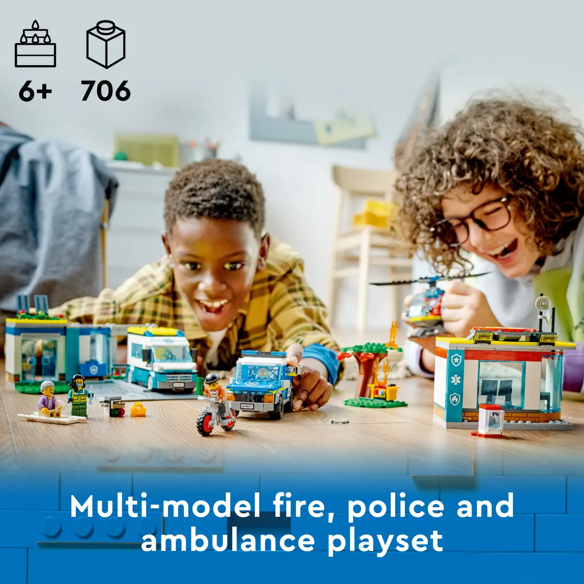 LEGO City Emergency Vehicles HQ Building Toy Set, 706 Pieces, Multicolour, 6Y+