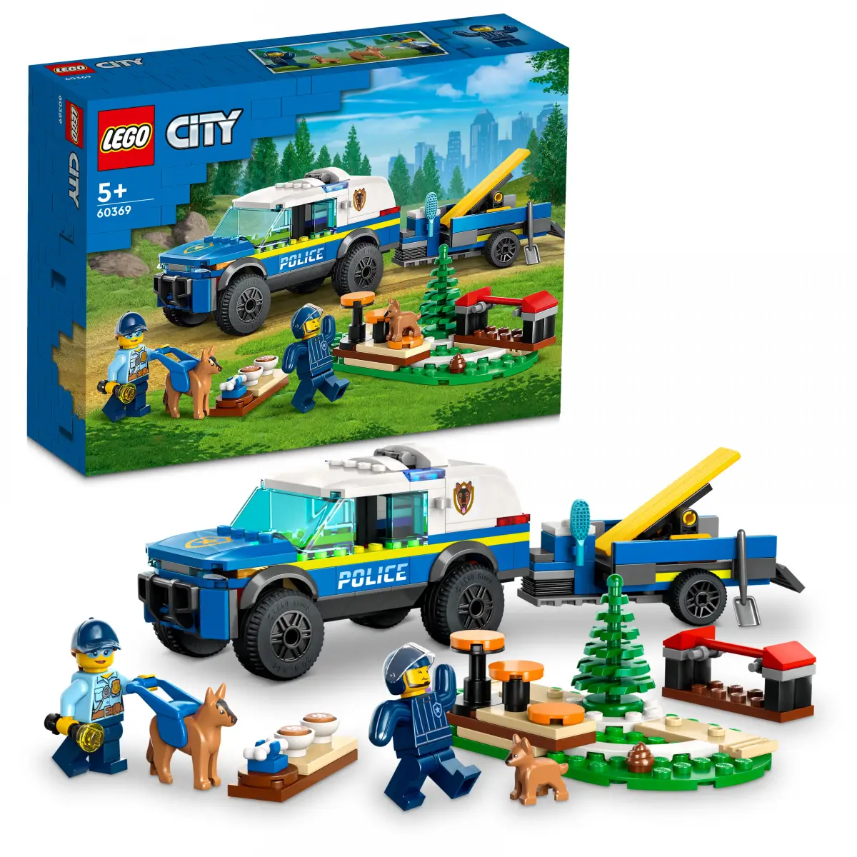LEGO City Mobile Police Dog Training Building Toy Set, 197 Pieces, Multicolour, 5Y+