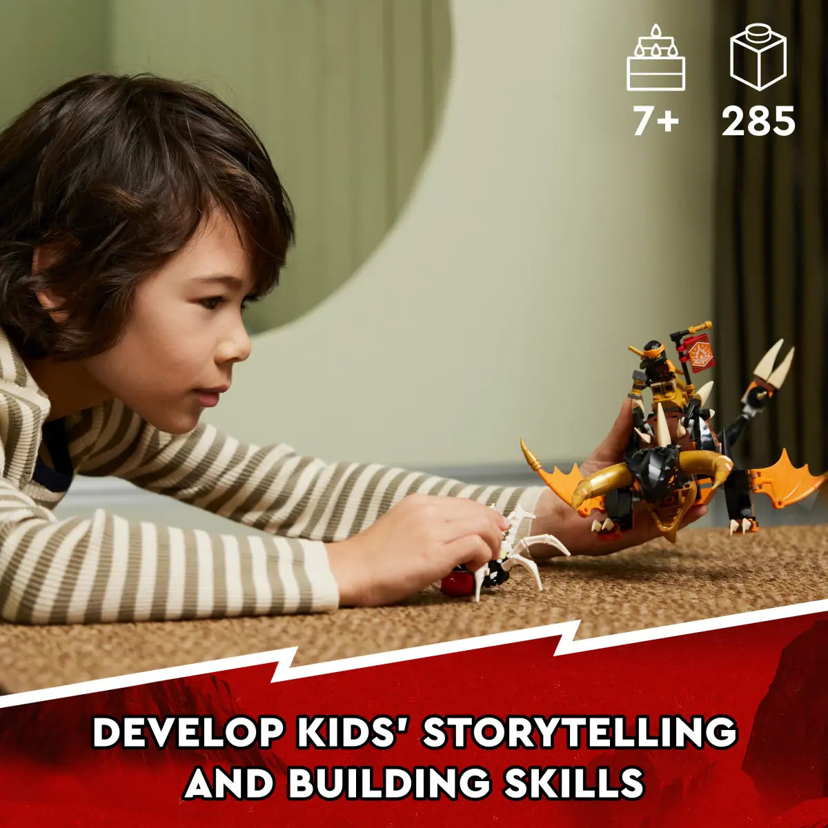LEGO NINJAGO Coles Earth Dragon EVO Building Toy Set, 285 Pieces, Multicolour, 7Y+