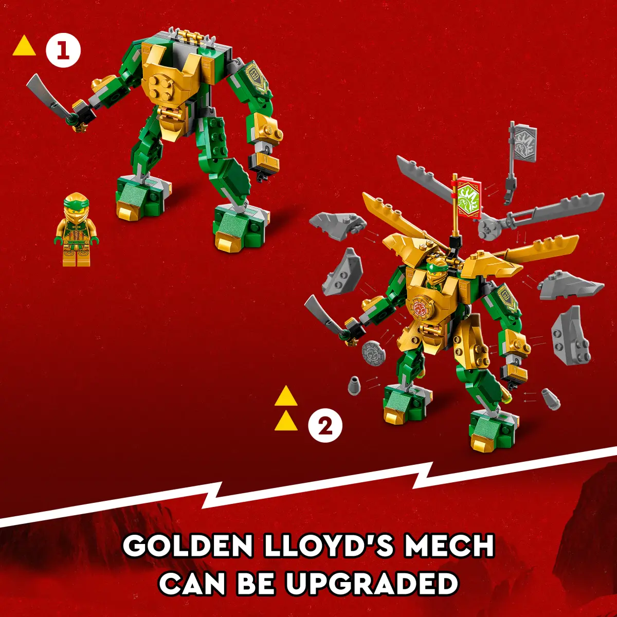 LEGO NINJAGO Lloyds Mech Battle EVO Building Toy Set, 223 Pieces, Multicolour, 6Y+
