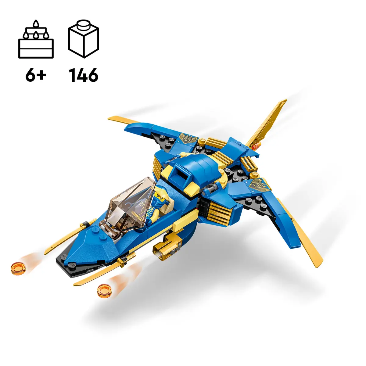 LEGO NINJAGO Jays Lightning Jet EVO Building Toy Set, 146 Pieces, Multicolour, 6Y+