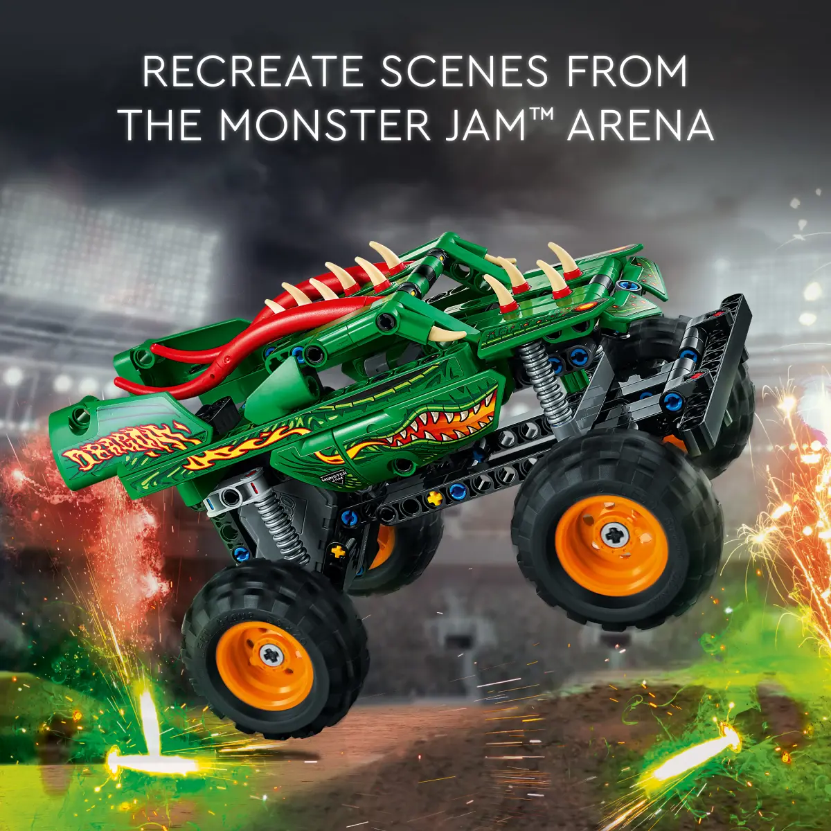 LEGO Technic Monster Jam Dragon Building Toy Set, 217 Pieces, Multicolour, 7Y+
