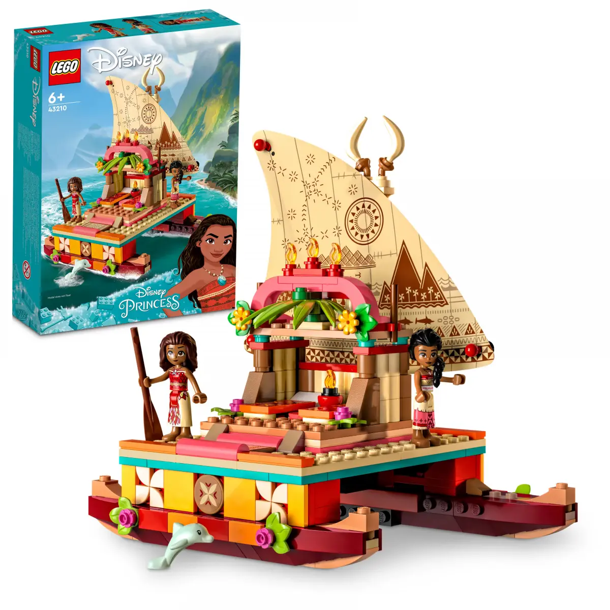LEGO Disney Moanas Wayfinding Boat Building Toy Set, 321 Pieces, Multicolour, 6Y+