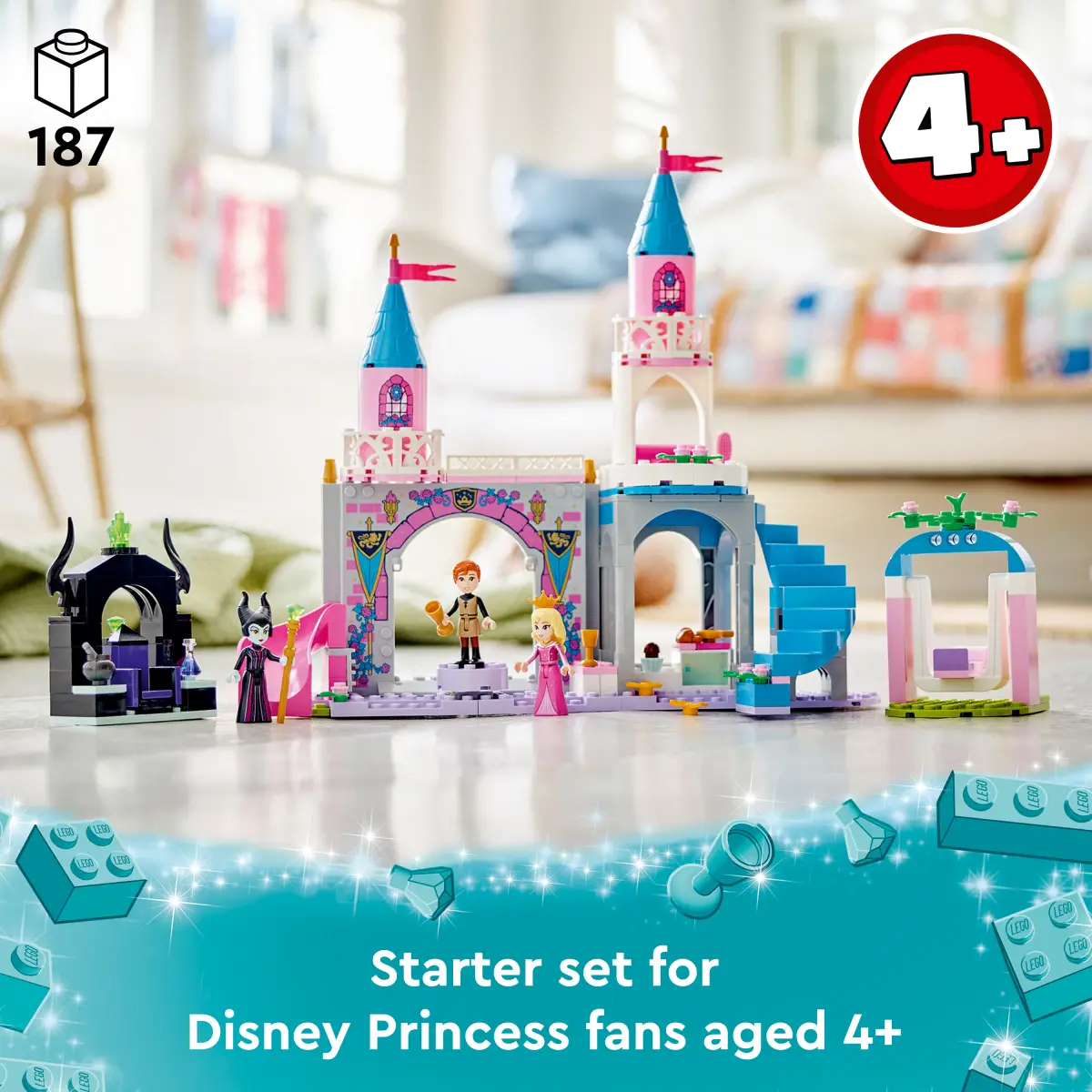 LEGO Disney Aurora’s Castle Building Toy Set, 187 Pieces, Multicolour, 4Y+