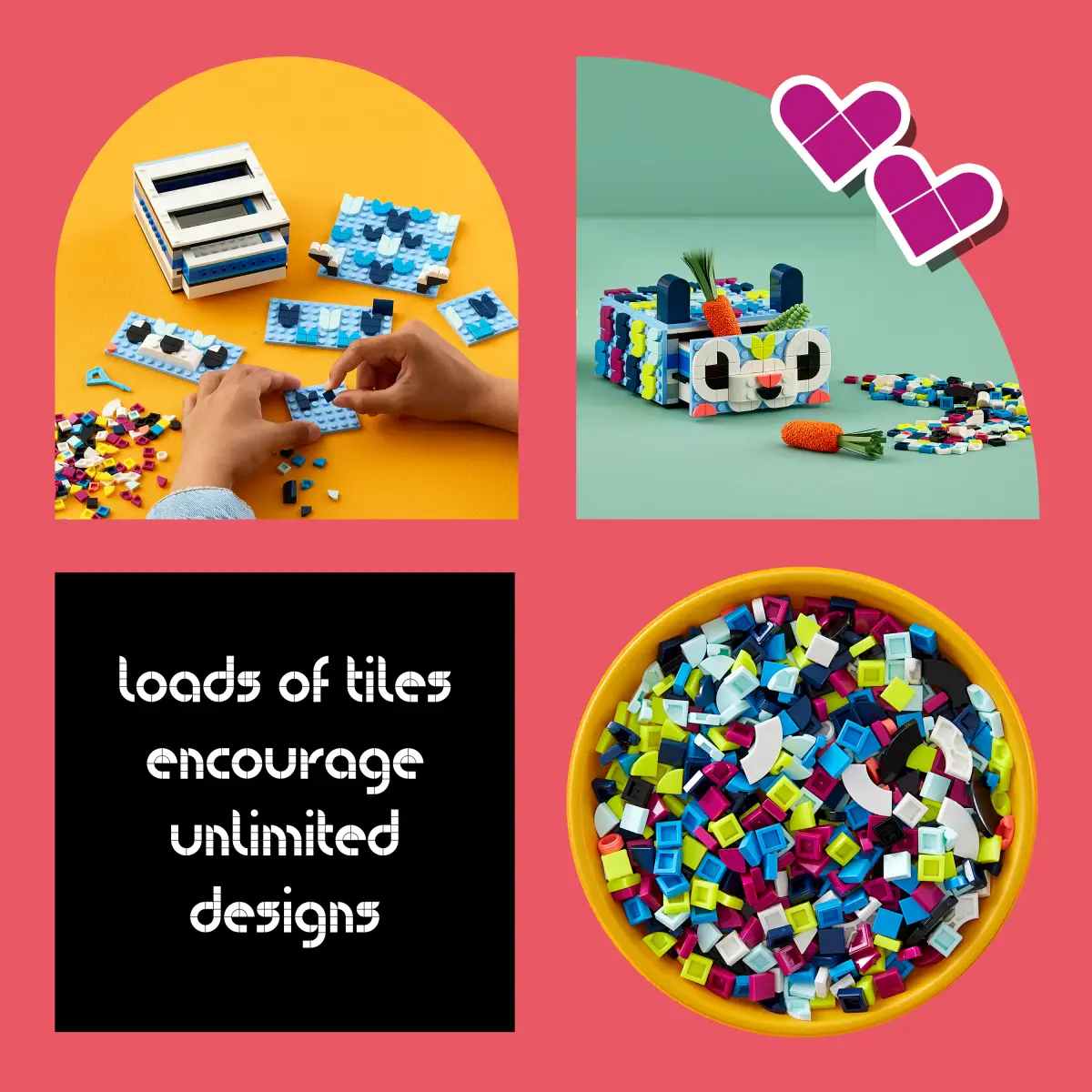LEGO DOTS Creative Animal Drawer DIY Craft Kit, 643 Pieces, Multicolour, 6Y+