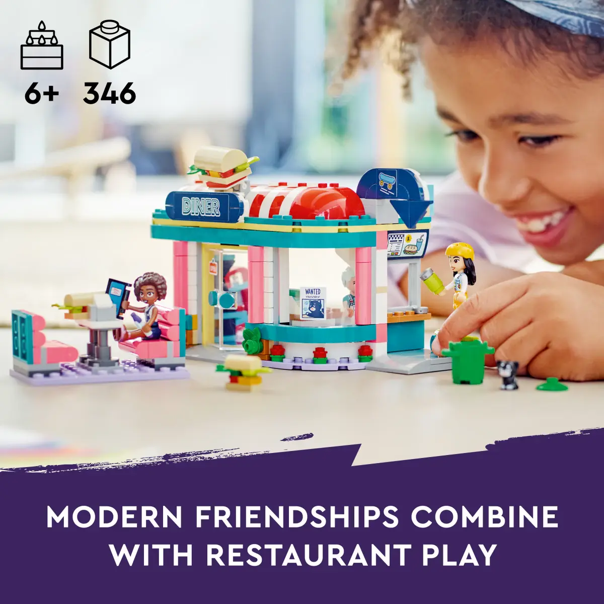 LEGO Friends Heartlake Downtown Diner Building Toy Set, 346 Pieces, Multicolour, 6Y+