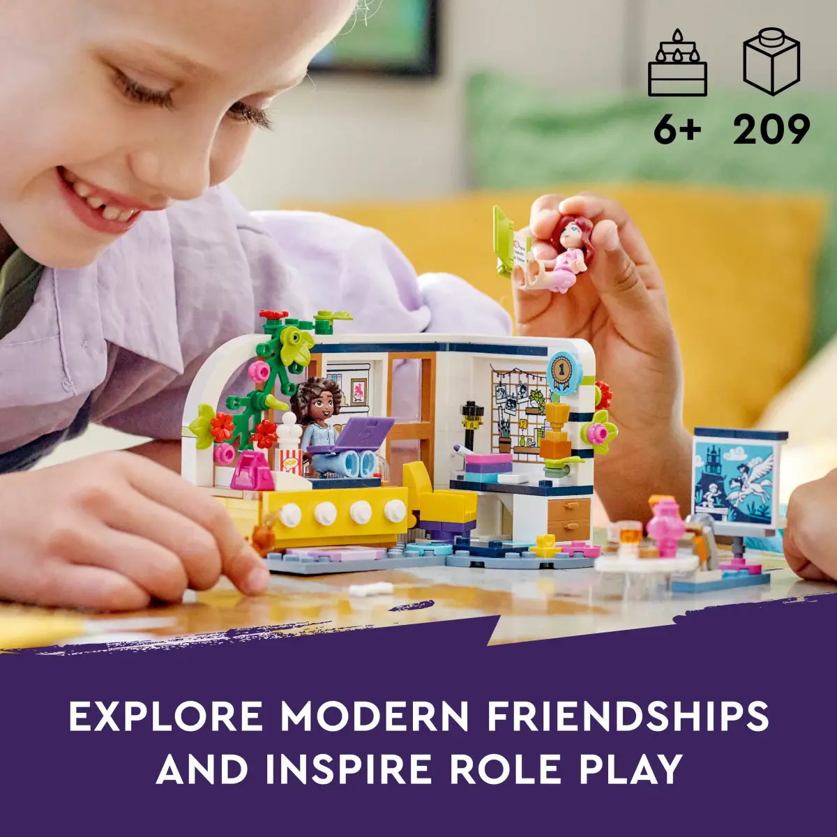 LEGO Friends Aliya's Room Building Toy Set, 209 Pieces, Multicolour, 6Y+